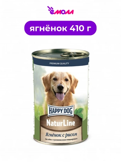 Happy Dog консервированный корм для собак Natur Line ягненок индейка 410 г