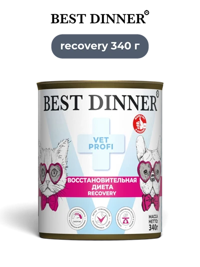 Best Dinner влажный корм паштет для кошек и собак Vet Profi Recovery для восстановления 340 г