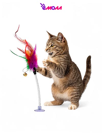 Jack&King дразнилка для кошек цветные перья на пружинке с присоской 31 см