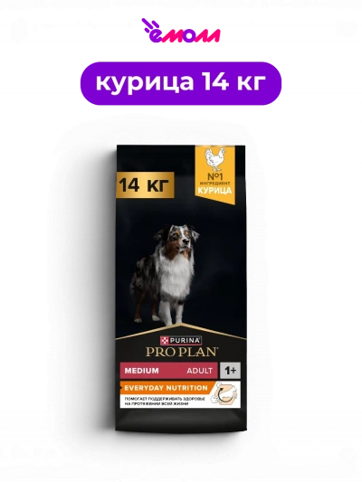 PRO PLAN сухой корм для взрослых собак средних пород с высоким содержанием курицы и риса EVERYDAY NUTRITION 14 кг