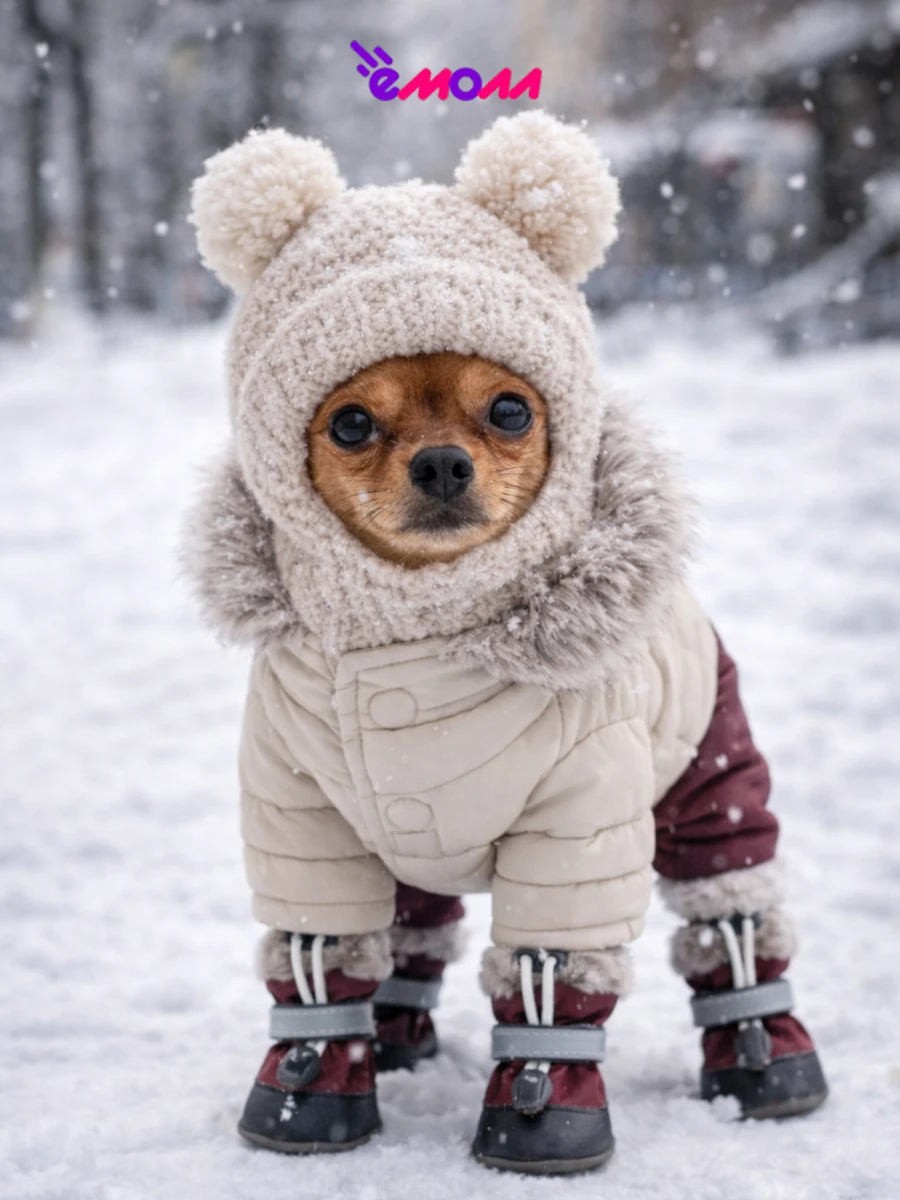 Дарэленд ботинки для собак и кошек утеплённые XXS с меховой подкладкой бордовые 2 шт