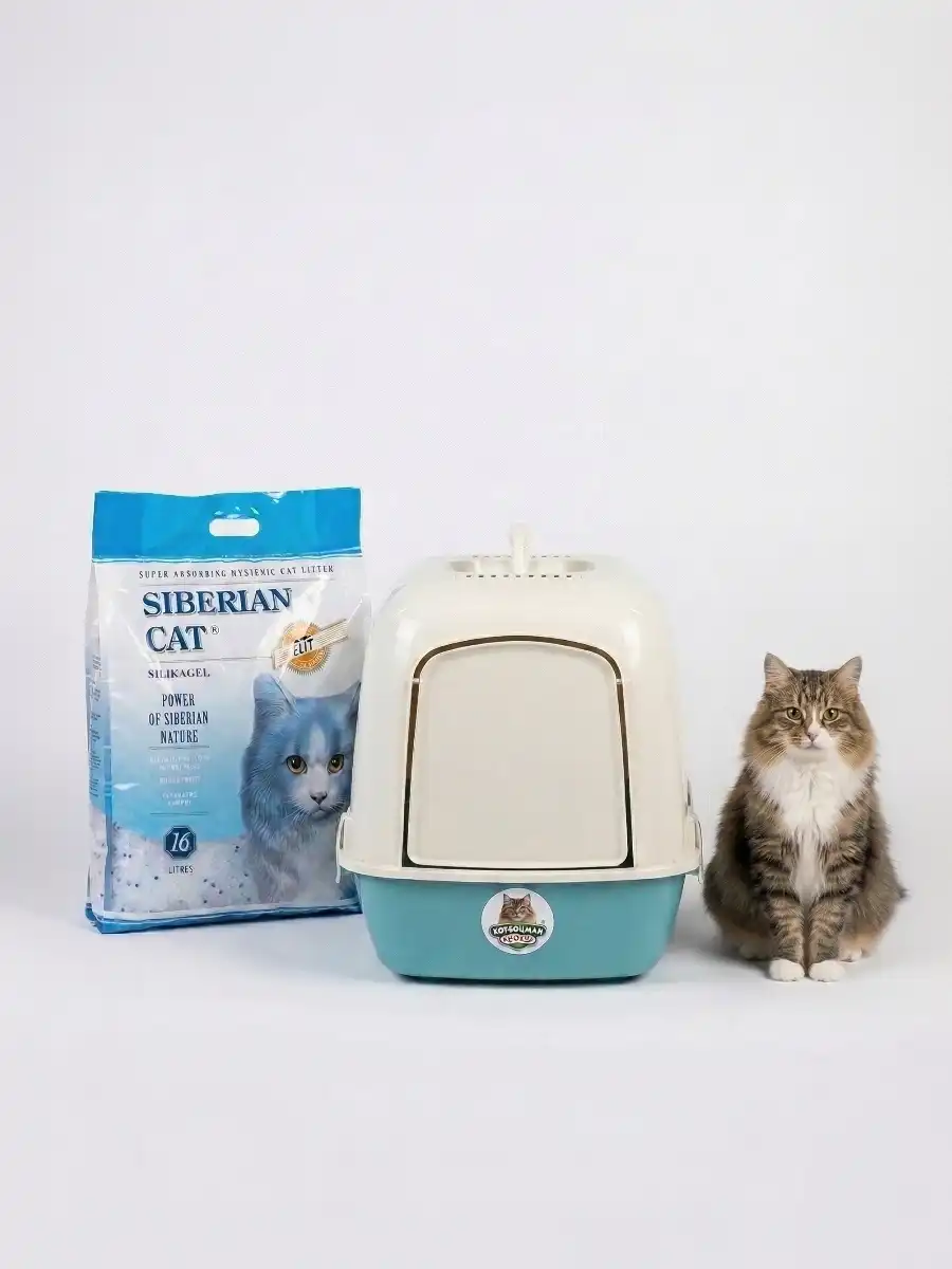 Сибирская кошка наполнитель силикагелевый для кошачьего туалета впитывающий крупнофракционный Элита 16 л