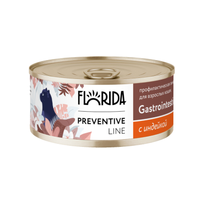 Florida Gastrointestinal консервы для кошек при расстройствах пищеварения с индейкой, 24 шт