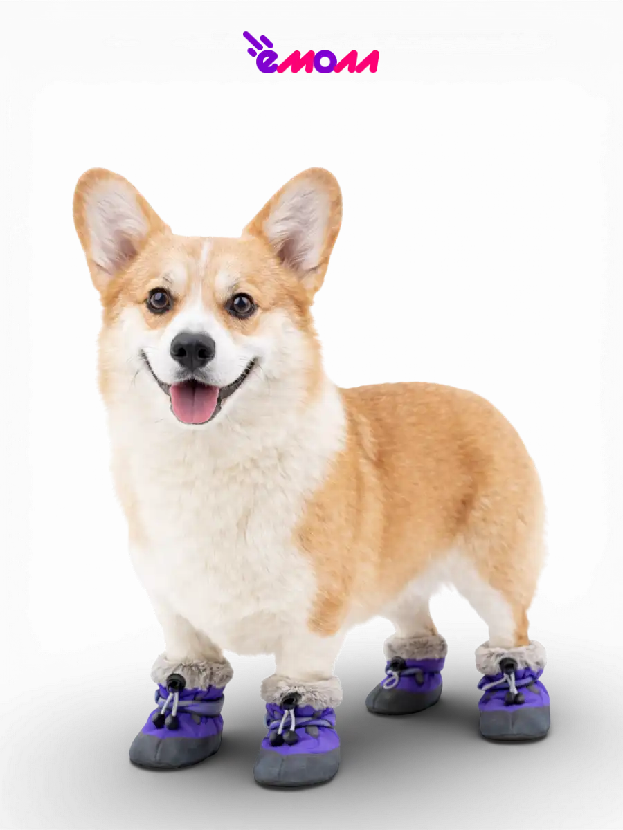 Дарэленд ботинки для собак и кошек утеплённые XL с меховой подкладкой фиолетовые 2 шт