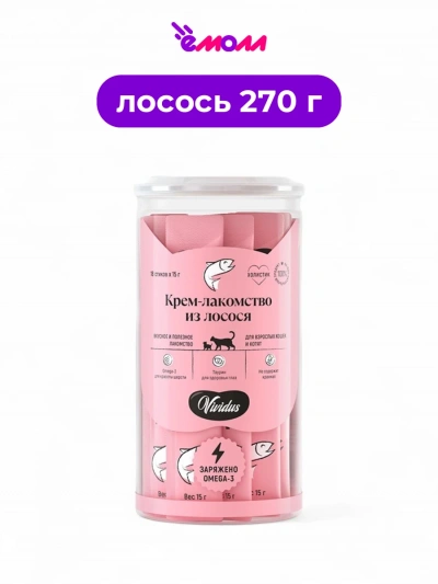 Vividus кремовое лакомство для кошек и котят с лососем 18 шт по 15 г