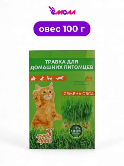 Кот Лукас травка для кошек и других домашних питомцев семена овса лоток 100 г