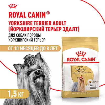 Royal Canin корм сухой для взрослых собак породы Йоркширский Терьер от 10 месяцев Yorkshire Terrier Adult 1.5 кг