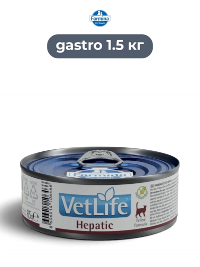 Farmina Vet Life Hepatic полнорационный влажный корм для взрослых кошек для поддержки функции печени 85 г