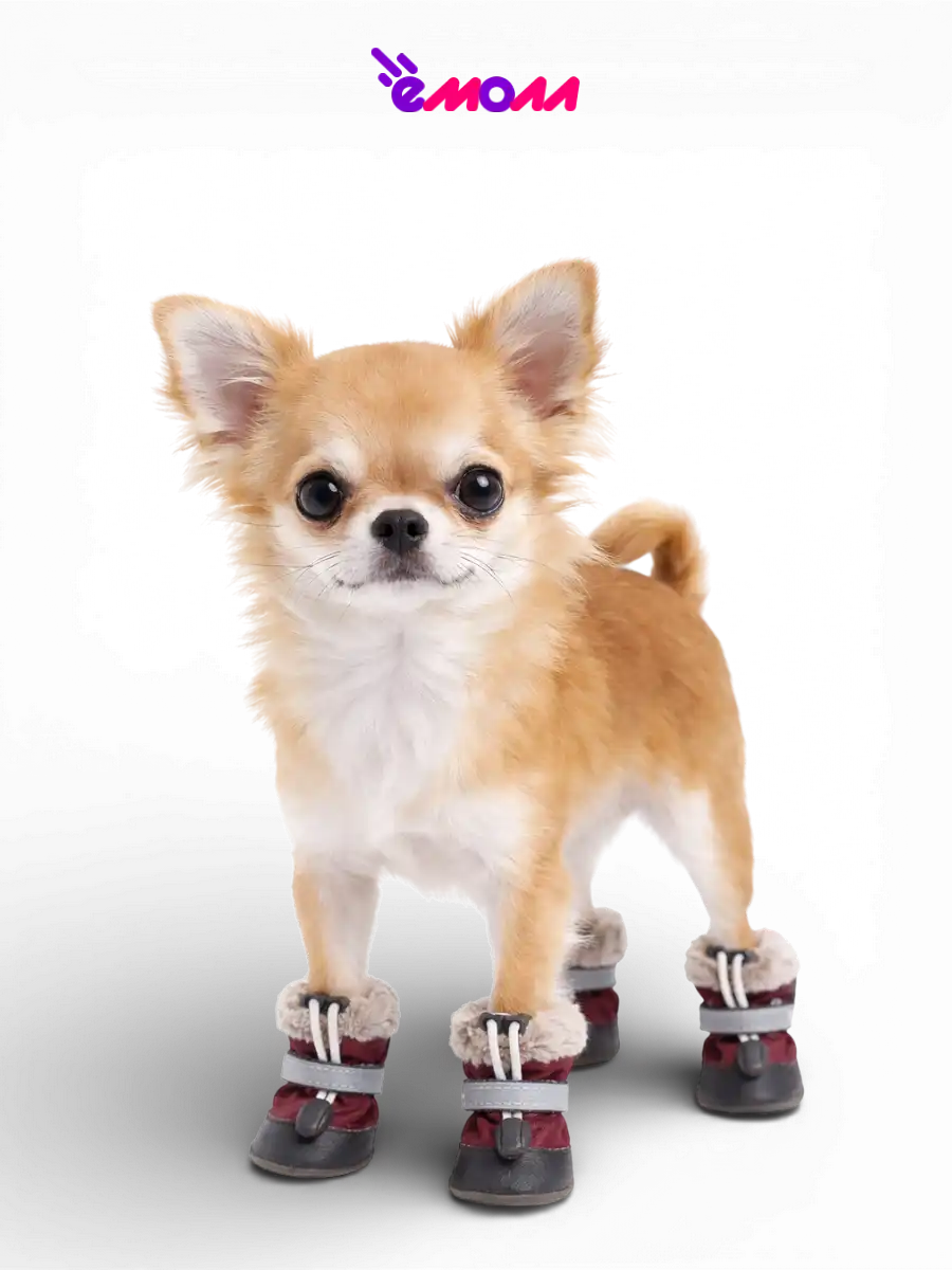 Дарэленд ботинки для собак и кошек утеплённые XXS с меховой подкладкой бордовые 2 шт