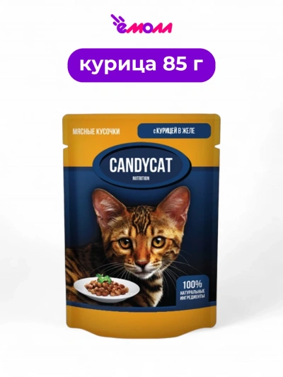 Candycat влажный корм для кошек с курицей в желе 85 г