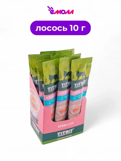 Titbit крем суп для кошек с кусочками лосося 10 г 16 шт