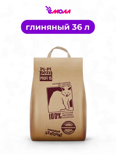 Pi-Pi Bent Profi наполнитель комкующийся крафт пакет 15 кг 36 л