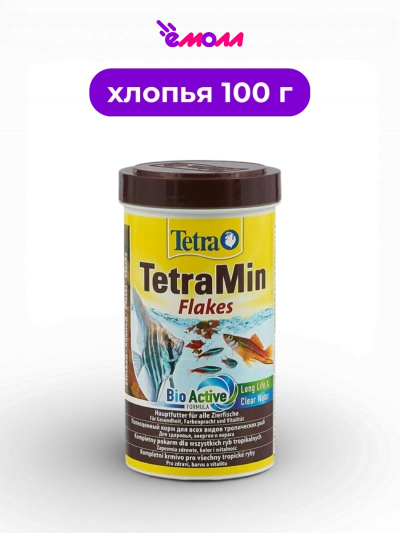 Tetra корм для тропических аквариумных рыб в хлопьях Min Flakes 500 мл
